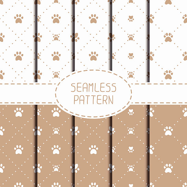 Seamless pattern with animal footprints, cat, dog. Wrapping paper
