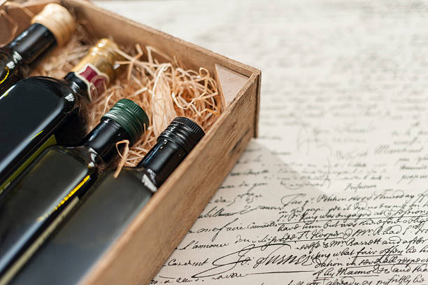 istock Glas bottles in a wood box 475809443