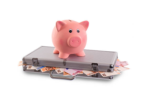 istock Unique pink ceramic piggy bank 475813013