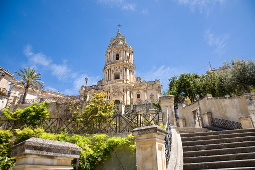 The baroque San Giorgio cathedral of the town of Modica in southern Sicily in Italy