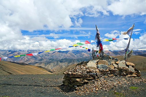 Buddhist chorten at the Shey La Pass in the Nepal Himalaya