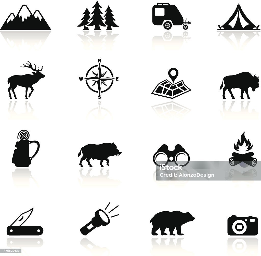Camping Icon Set High Resolution JPG,CS5 AI and Illustrator EPS 10 included. Each element is named,grouped and layered separately. Very easy to edit.  Wild Boar stock vector