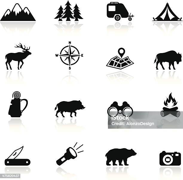 Camping Icon Set Stock Illustration - Download Image Now - Wild Boar, Binoculars, Hiking