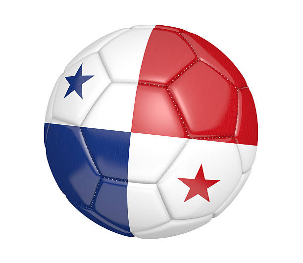 pelota de fútbol o fútbol con la bandera del país de panamá - bola 3d de bandera de panamá fotografías e imágenes de stock