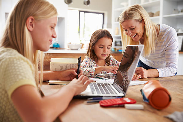 istock Mother spending time with daughters at home 475827658