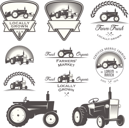Set of retro farming labels, badges and design elements.