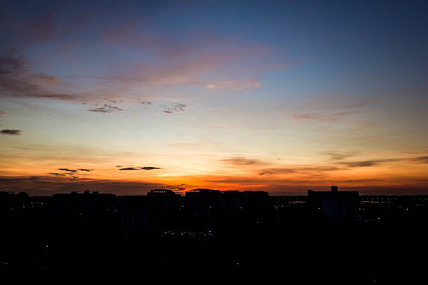 istock Silhouette rural town and sky in sunrise 475831044