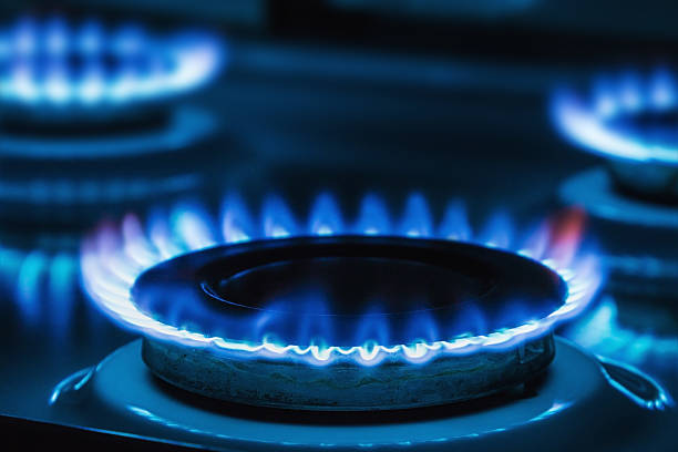 istock Burning blue gas on the stove 475831704