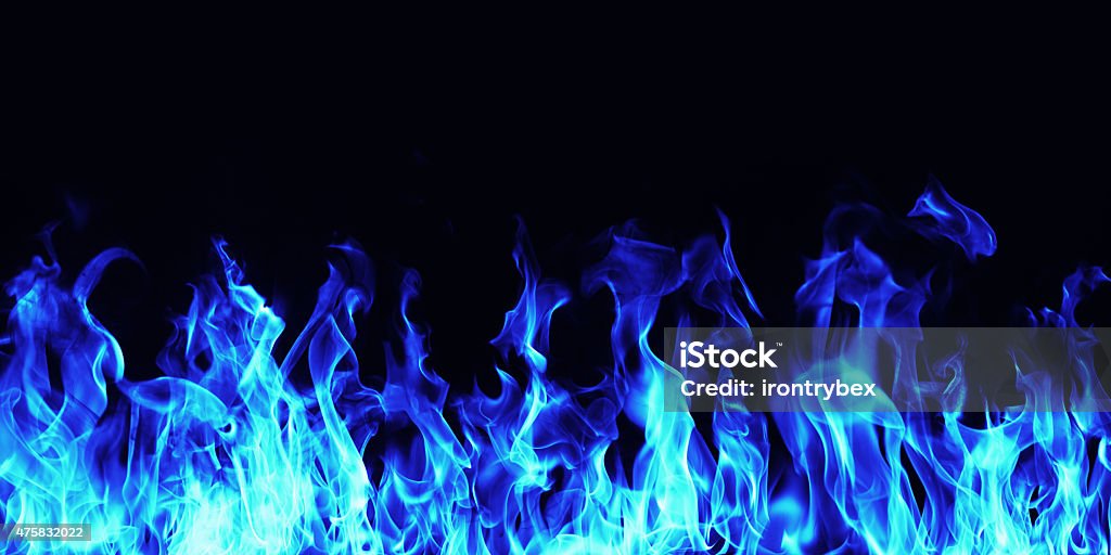 burning blue  fire flame on black background Flame Stock Photo