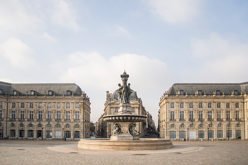 Beautiful classic buildings at Place de la Bourse, Bordeaux.
