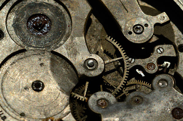 istock Closeup of cogwheels in clockwork ,grunge background for steampunk design 475833982