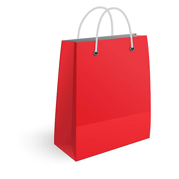 istock Red shopping bag isolated on white background 475834162