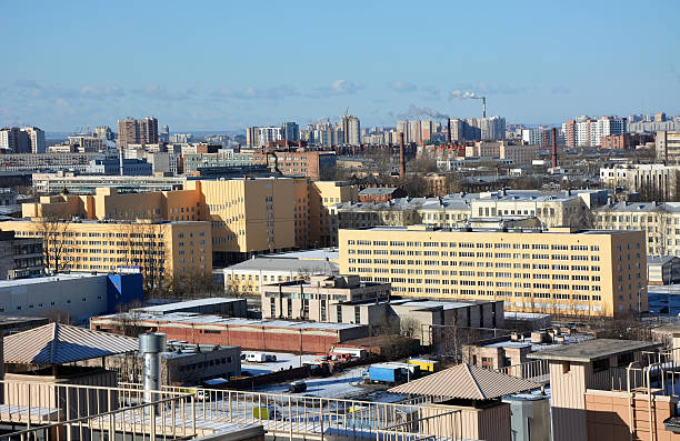 istock City view from the top. Industrial scene 475835094