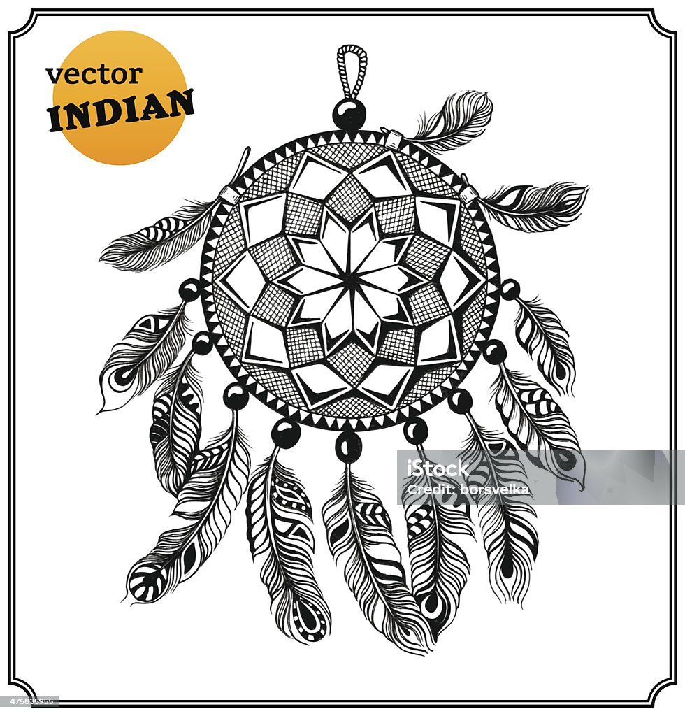 American Indian dreamcatcher of shaman Shaman dreamcatcher. American Indian style. Isolated on white background. Vector. EPS10 Dreamcatcher stock vector