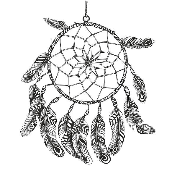 American Indian dreamcatcher of shaman Shaman dreamcatcher. American Indian style. Isolated on white background. Vector. EPS10 comanche indians stock illustrations