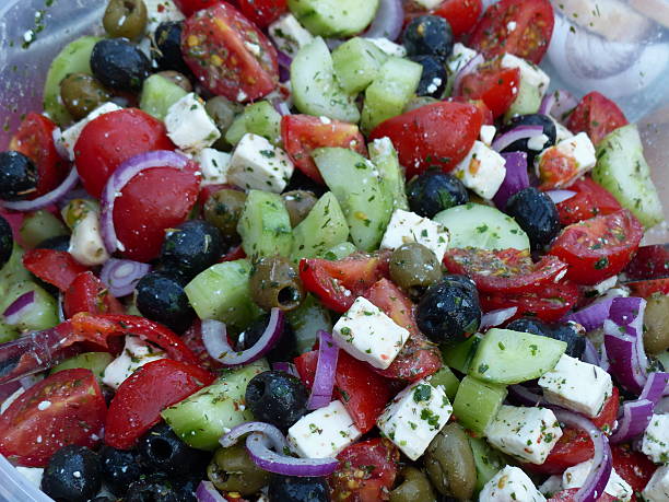 istock Home cooking. Antipasti - Greek salad 475842224