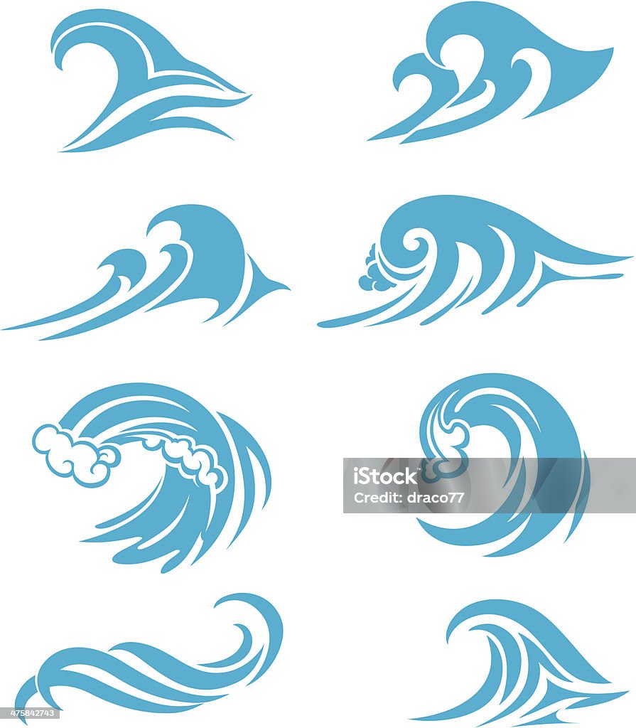 砕け散る波の設定 - イラストレーションのロイヤリティフリーベクトルアート