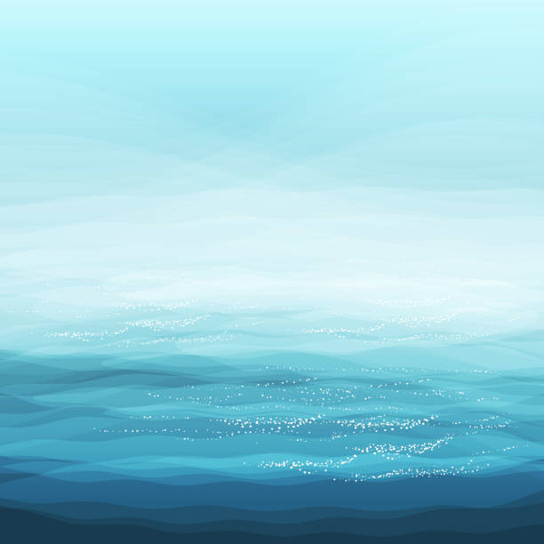 추상적임 디자인식 창의적임 배경기술 블루 바다빛 스택스, 벡터, 일러스트 - water wave sea backgrounds stock illustrations