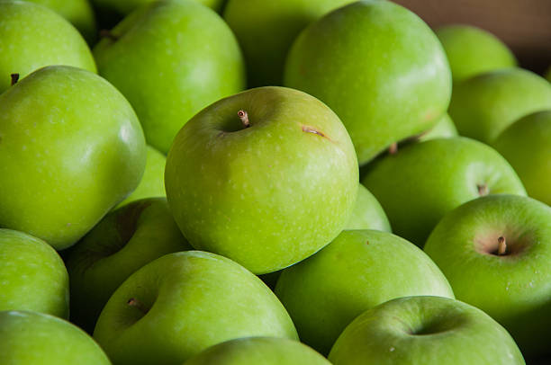 зеленое яблоко - granny smith apple стоковые фото и изображения