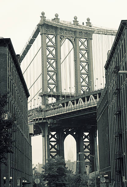 istock Vertical view of Manhattan Bridge in DUMBO, New York 475846877