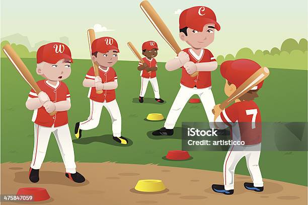 Dzieci W Baseball Praktyce - Stockowe grafiki wektorowe i więcej obrazów Baseball - Baseball, Dziecko, Clip Art