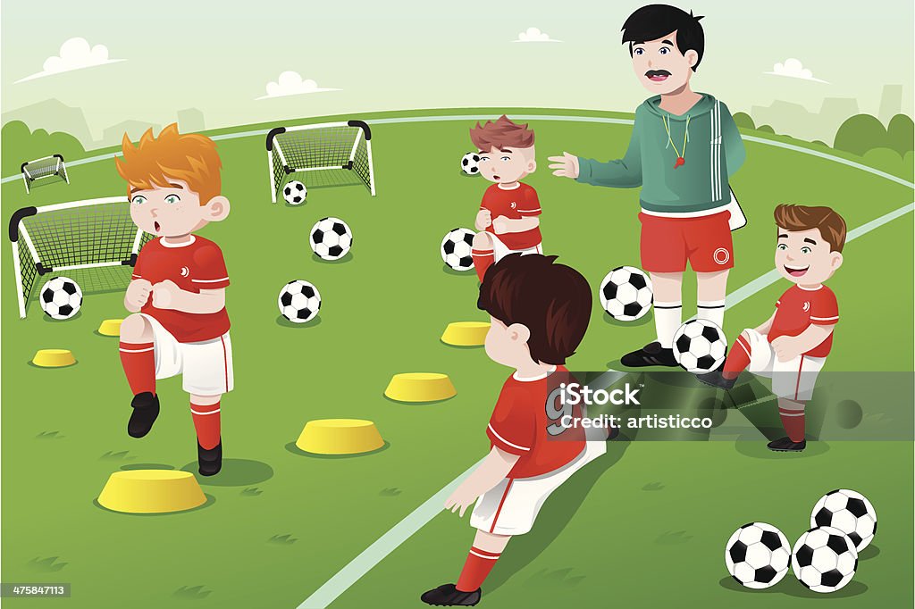 Kinder beim Fußball Praxis - Lizenzfrei Aktivitäten und Sport Vektorgrafik
