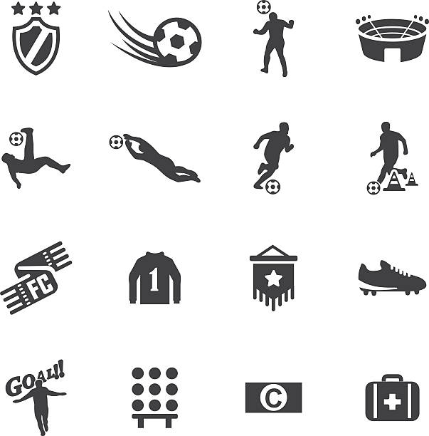 ilustrações, clipart, desenhos animados e ícones de world soccer silhueta de ícones 2 - time and money