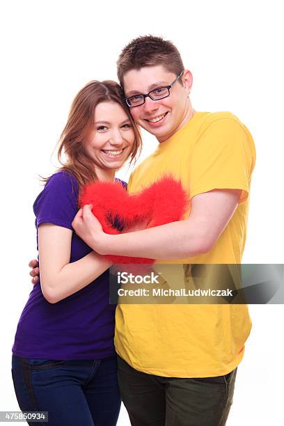 Young Happy People In Love Holding Heart Stock Photo - Download Image Now - 2015, Boys, Child