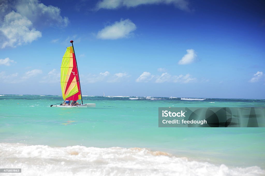 catamaran sailing in the caribbean sea catamaran sailing in the caribbean sea, dominican republic Punta Cana Stock Photo