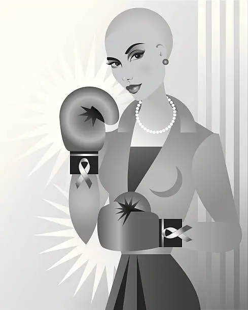 Vector illustration of Woman Boxing Gloves