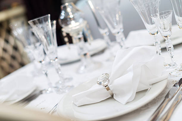 istock Napkin ring and table set for meal 475854240