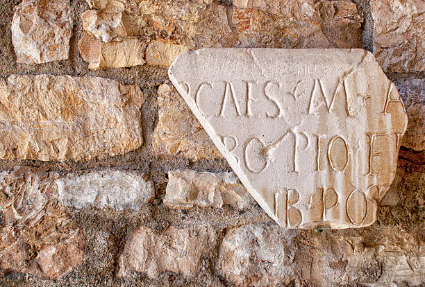 istock Latin inscritption on ancient stone, Tarraco, Tarragona. 475854698