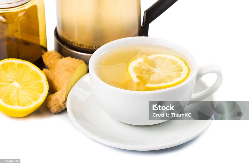 Hot ginger tea with lemon and honey in a cup 2015 Stock Photo