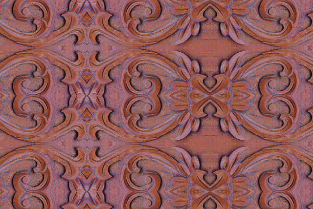 istock Carved wood wall close 475855638