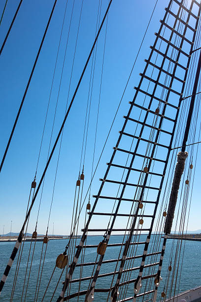istock Marine rope ladder at pirate ship 475856250