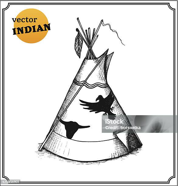 Indians Teepee Stock Illustration - Download Image Now - Canadian Culture, Cartoon, Cherokee Culture