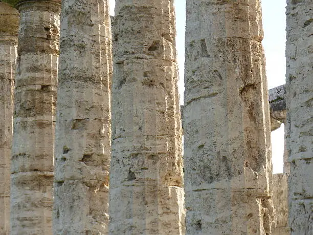 Detail of the columns of a Greek temple