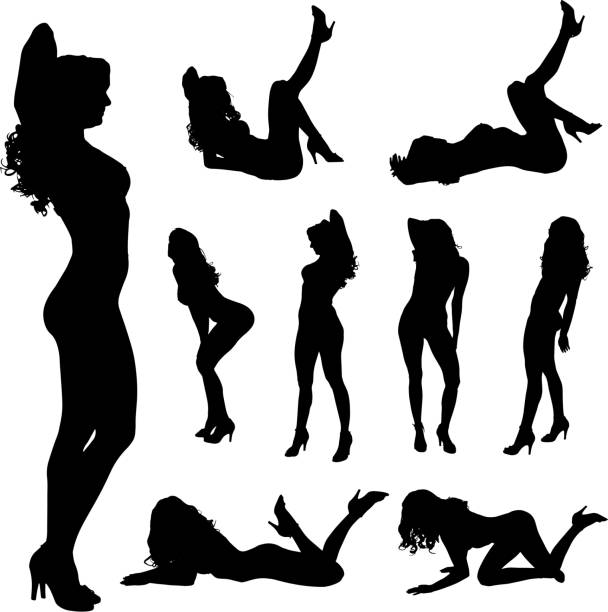 illustrations, cliparts, dessins animés et icônes de illustration de silhouette d'une femme. - wallpaper stripper