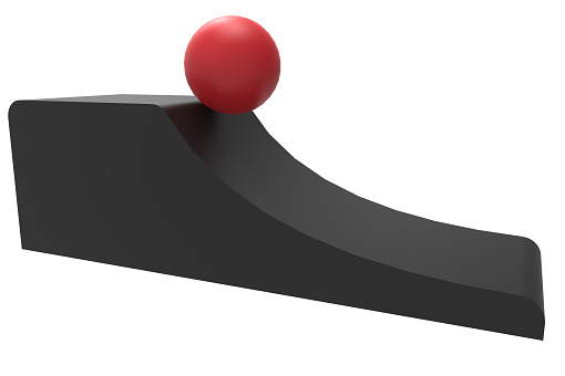 red ball rolling from a slope