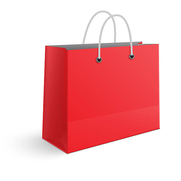 istock Red paper shopping bag isolated 475860148