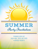 istock Summer party picnic vintage invitation with sunlight vector back 475863000
