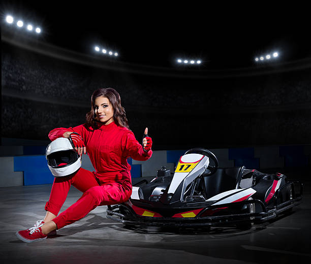 istock Young girl karting racer 475864280