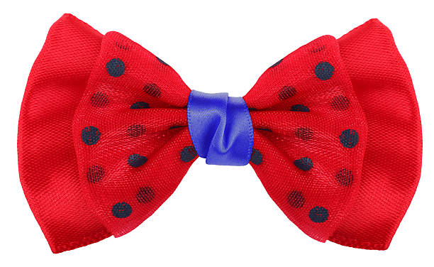 istock Hair bow tie red with blue dots 475864636