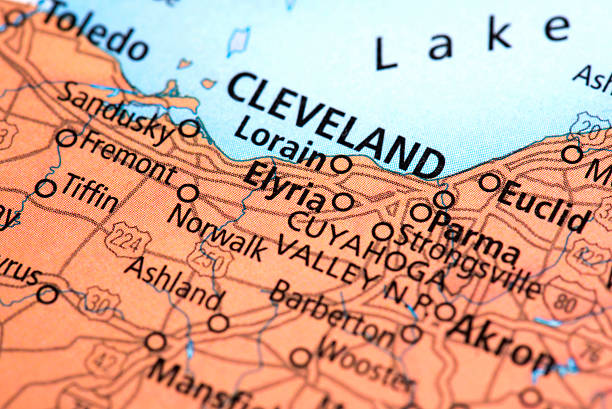 карта кливленд, огайо, сша - elyria стоковые фото и изображения