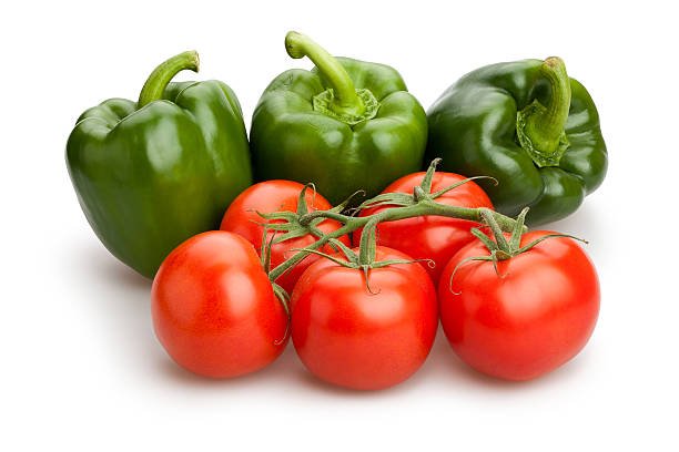 ピーマン、トマト - bell pepper pepper green bell pepper red ストックフォトと画像