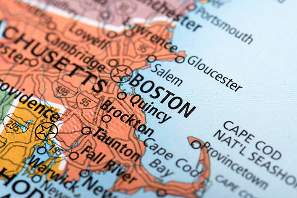 mapa stanu massachusetts w bostonie, stany zjednoczone - brockton zdjęcia i obrazy z banku zdjęć