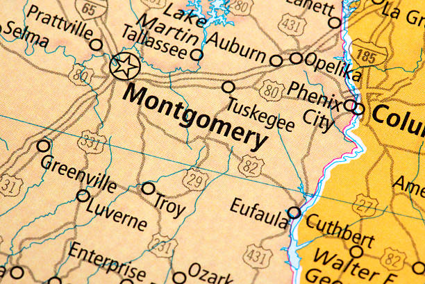 istock Map of Montgomery, Alabama State in US 475869524