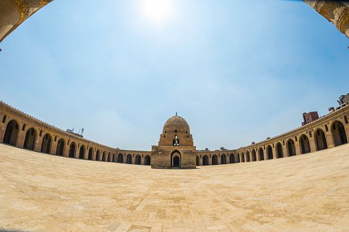 The Mosque of Ahmad Ibn Ţūlūn (Arabic: مسجد أحمد بن طولون‎) is located in Cairo, Egypt. It is arguably the oldest mosque in the city surviving in its original form, and is the largest mosque in Cairo in terms of land area.