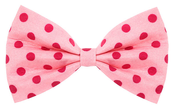 istock Hair bow tie pink with red dots 475874370