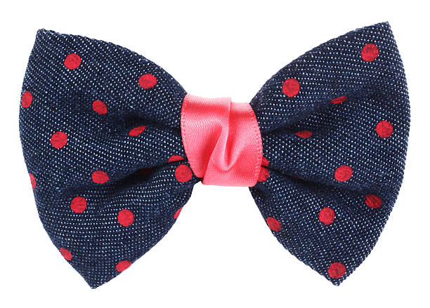 istock Hair bow tie blue with pink dots 475876526